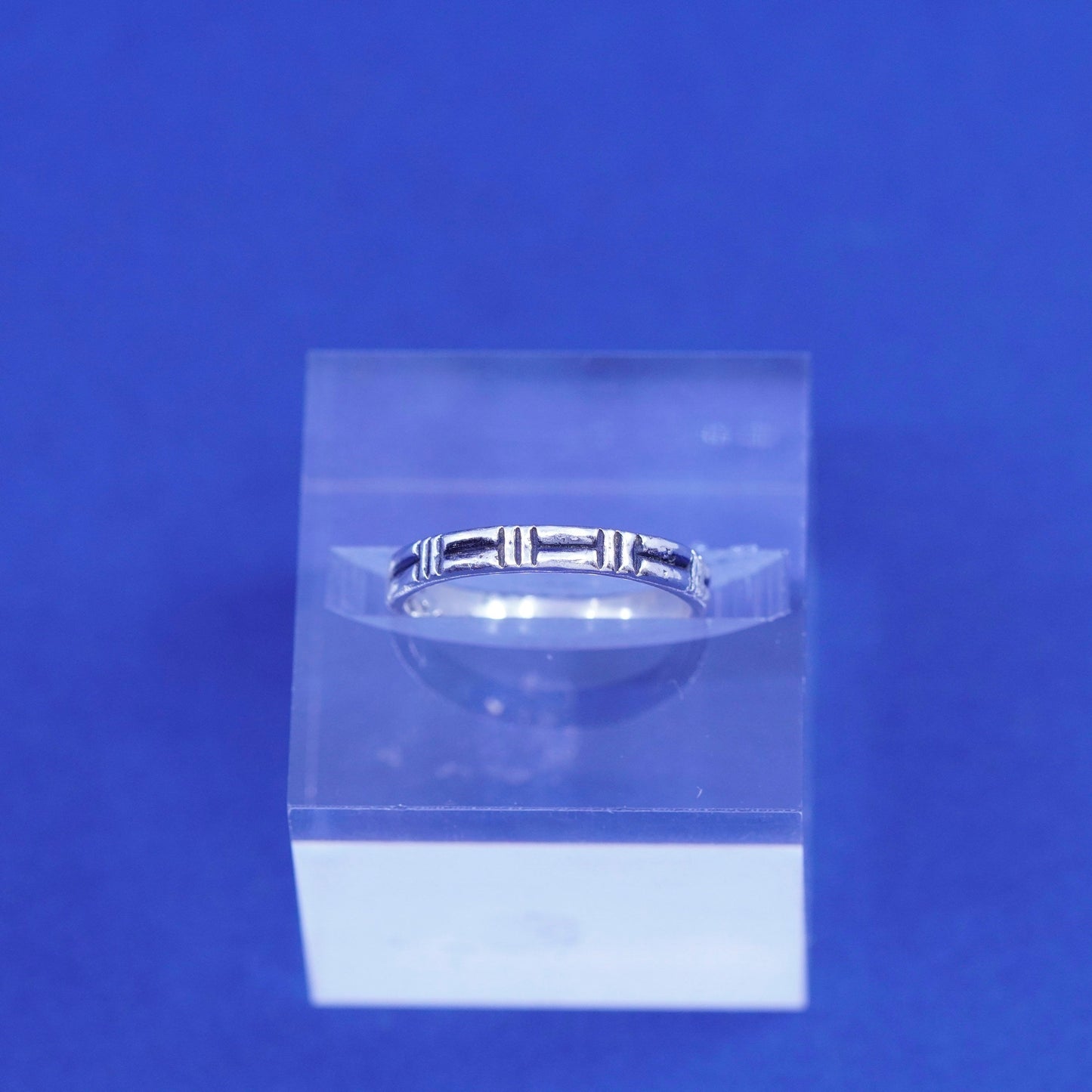 Size 6, vintage Sterling silver handmade ring, textured 925 stackable band