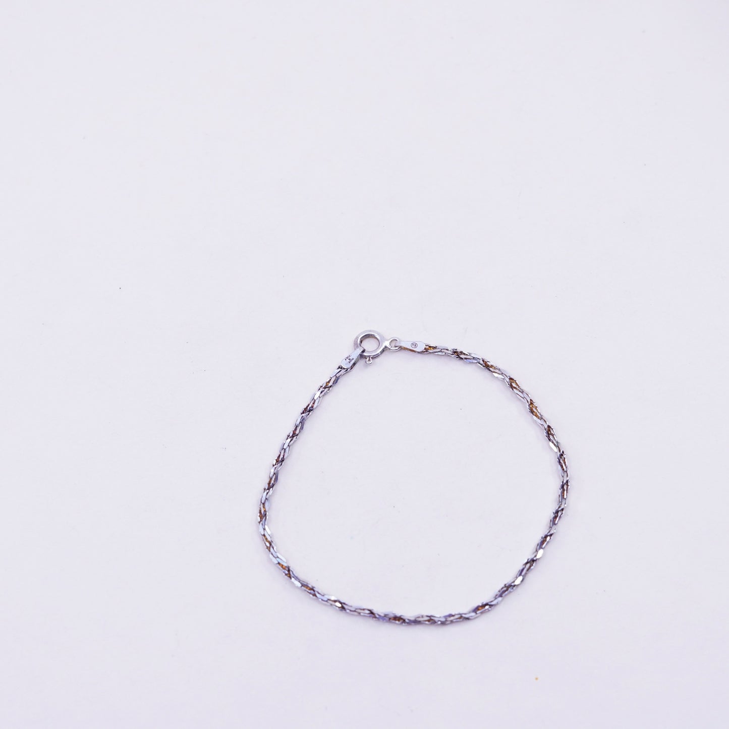 6.5”, 2mm, Vintage sterling silver bracelet, Italy made 925 twisted bracelet