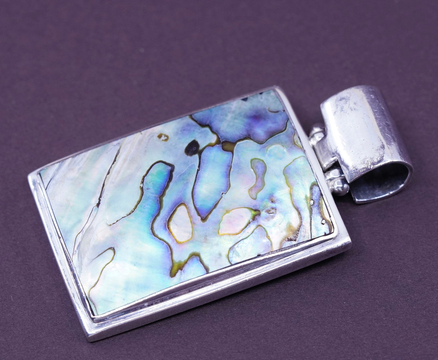vtg Exex by Claudia Agudelo Sterling 925 silver handmade pendant with abalone