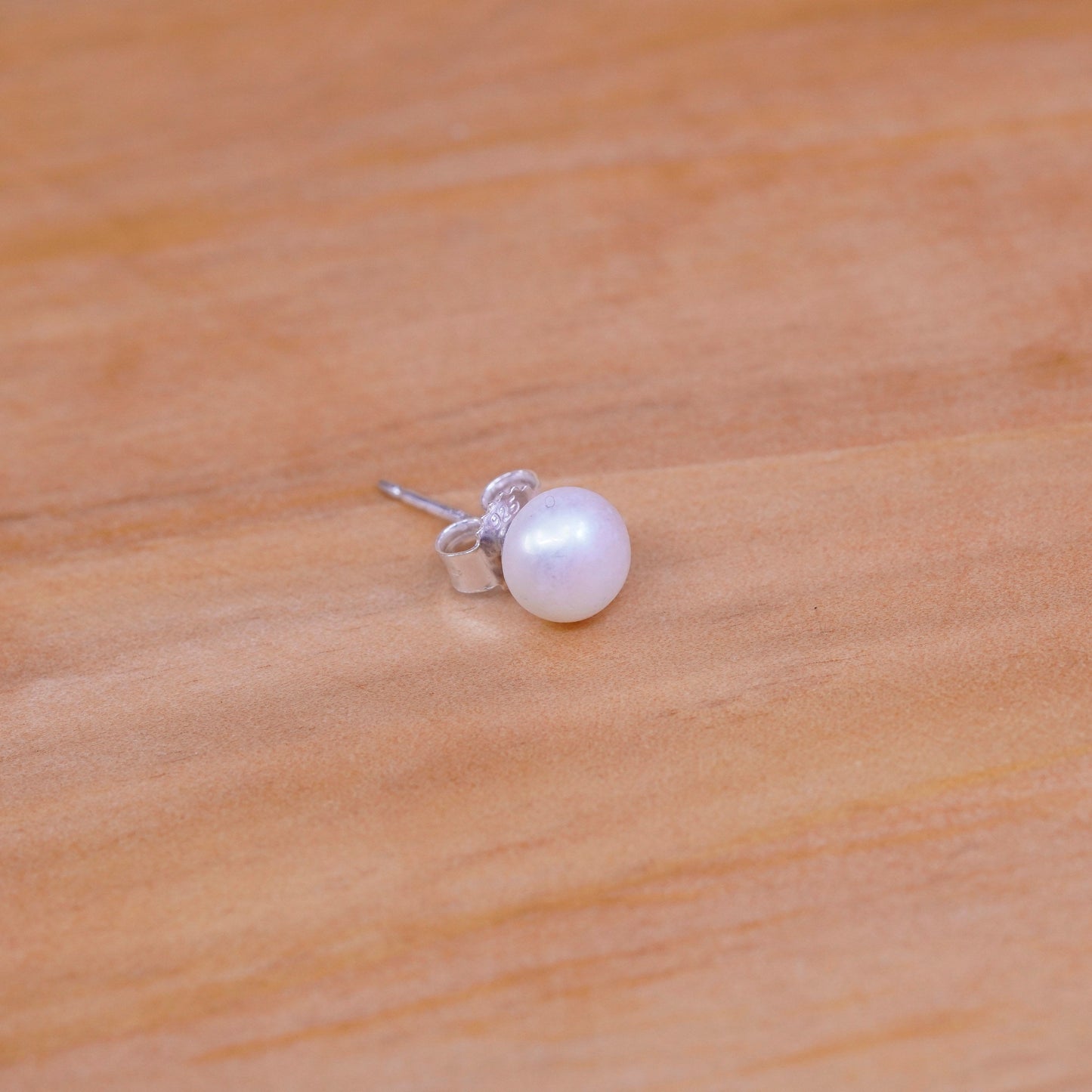 Vintage Sterling silver handmade earrings, 925 pearl studs