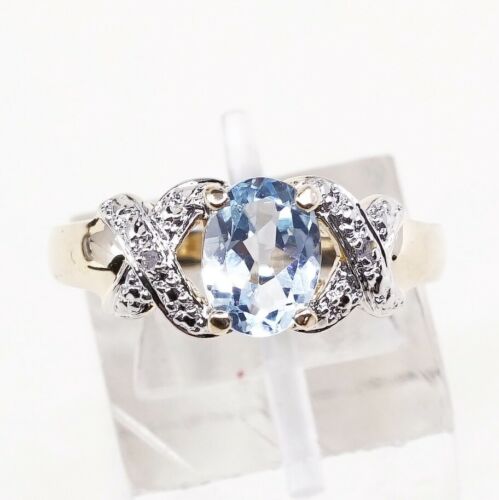 Sz 7.25, vermeil, gold over Sterling 925 Silver Ring W/ Topaz, stamped 925