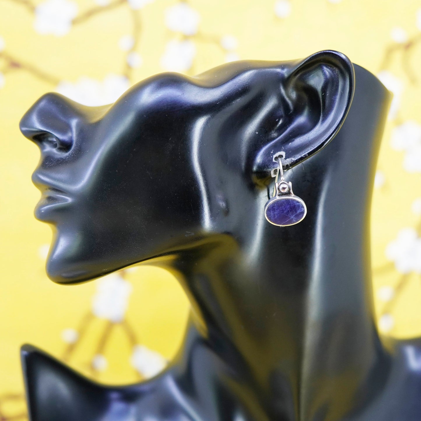 Vintage Sterling 925 silver handmade earrings with Sodalite and pearl