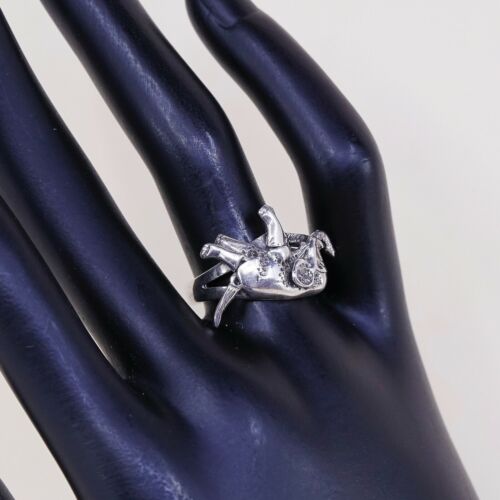 Size 8 Vintage Sterling Silver Handmade Sea Elephant Ring W/ Movable Joints