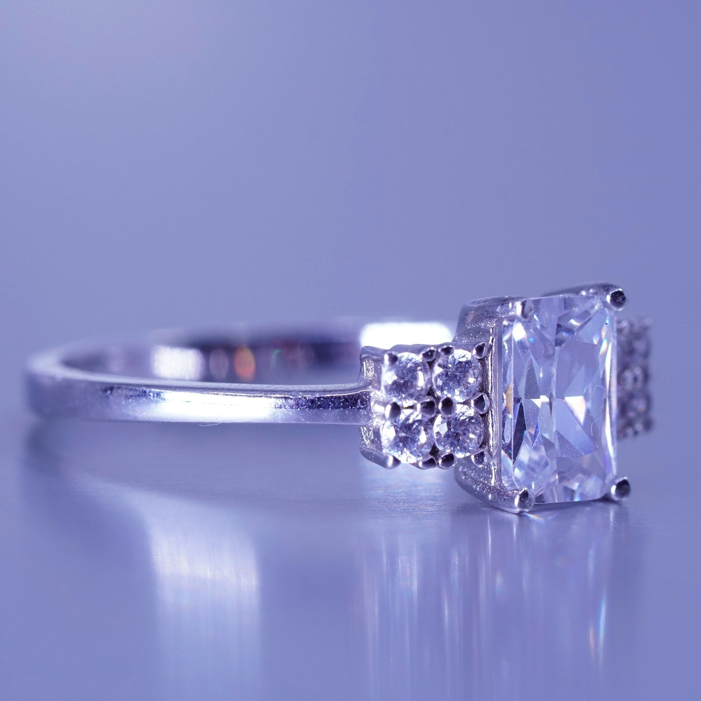 Size 8, vintage Sterling 925 silver handmade engagement ring with Cz