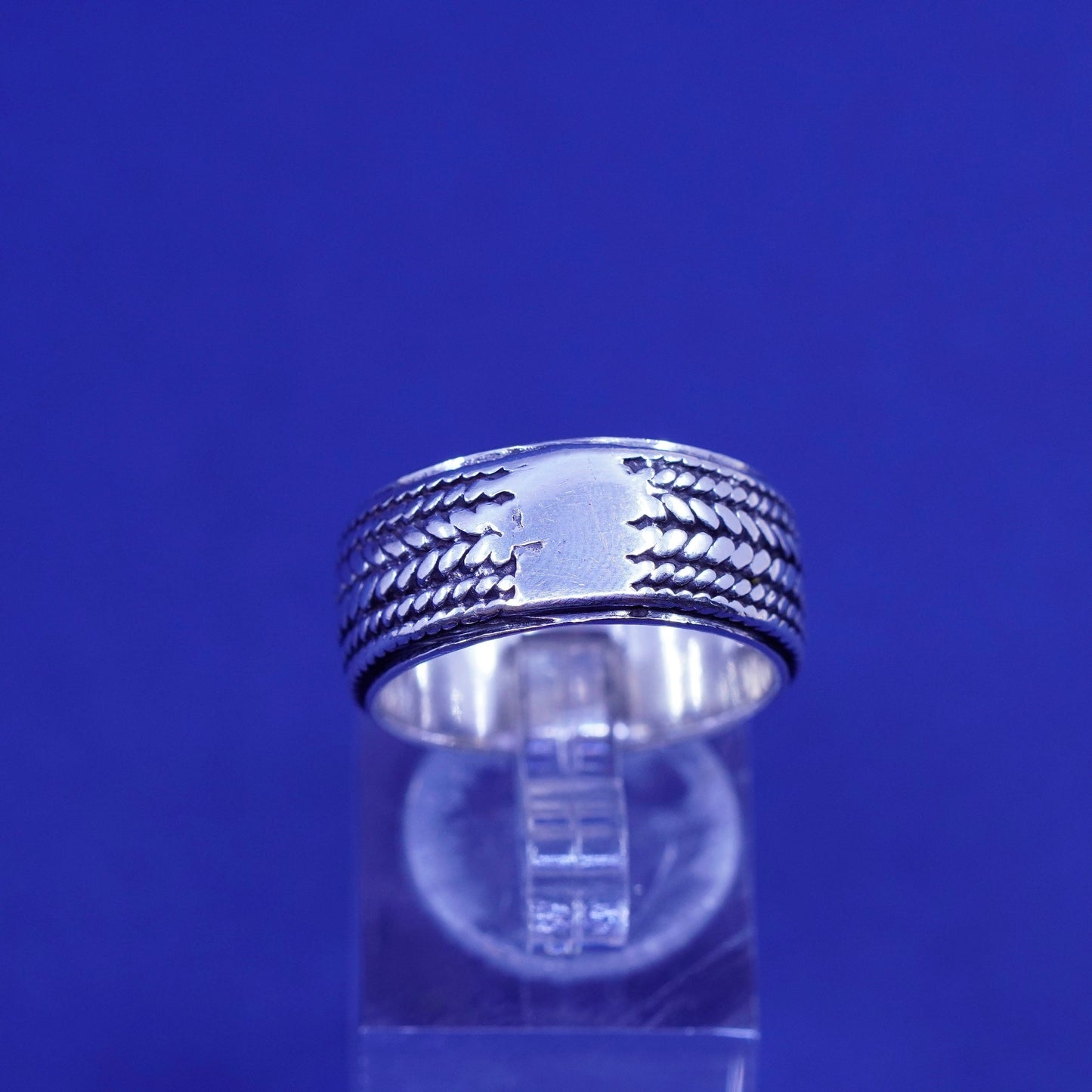 Size 6.5, vtg Sterling silver handmade woven braided textured ring, 925 band