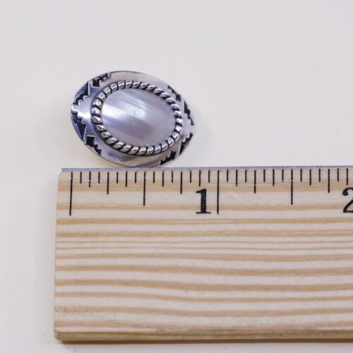 Vtg C Co Handmade STERLING SILVER earrings, 925 Studs W/ Pearl N Stamped Texture