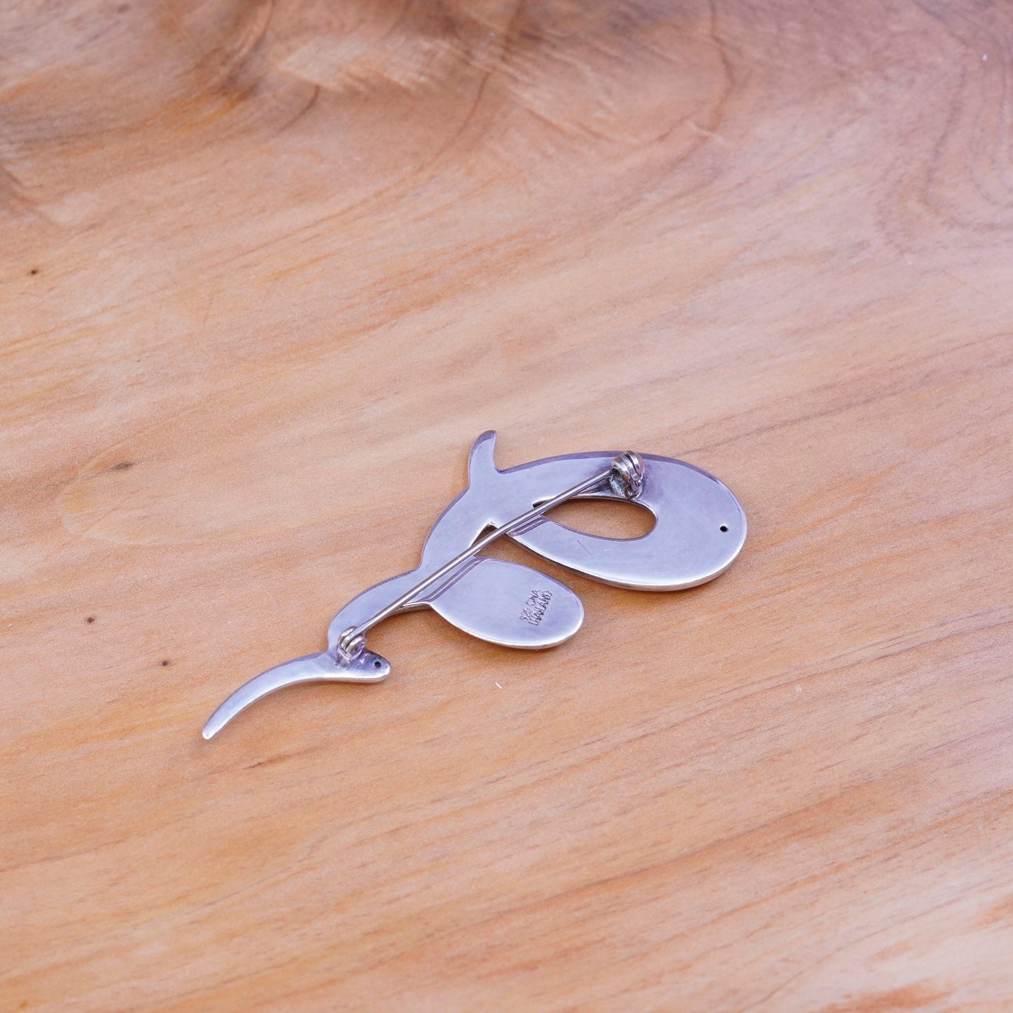 Vintage modern simple jewelry handmade sterling 925 silver swirly brooch