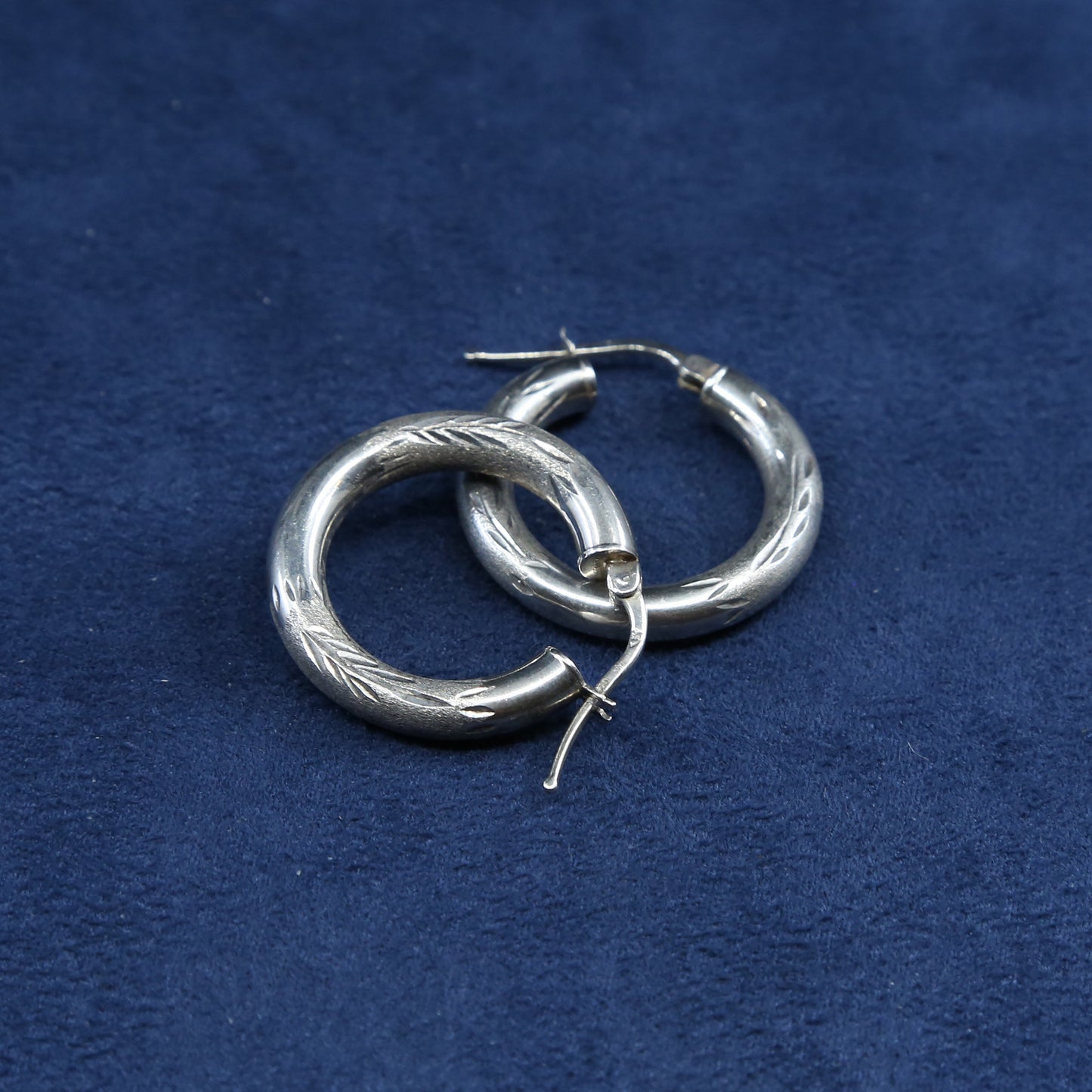 1", vtg Sterling silver handmade hoop earrings, 925 textured huggie