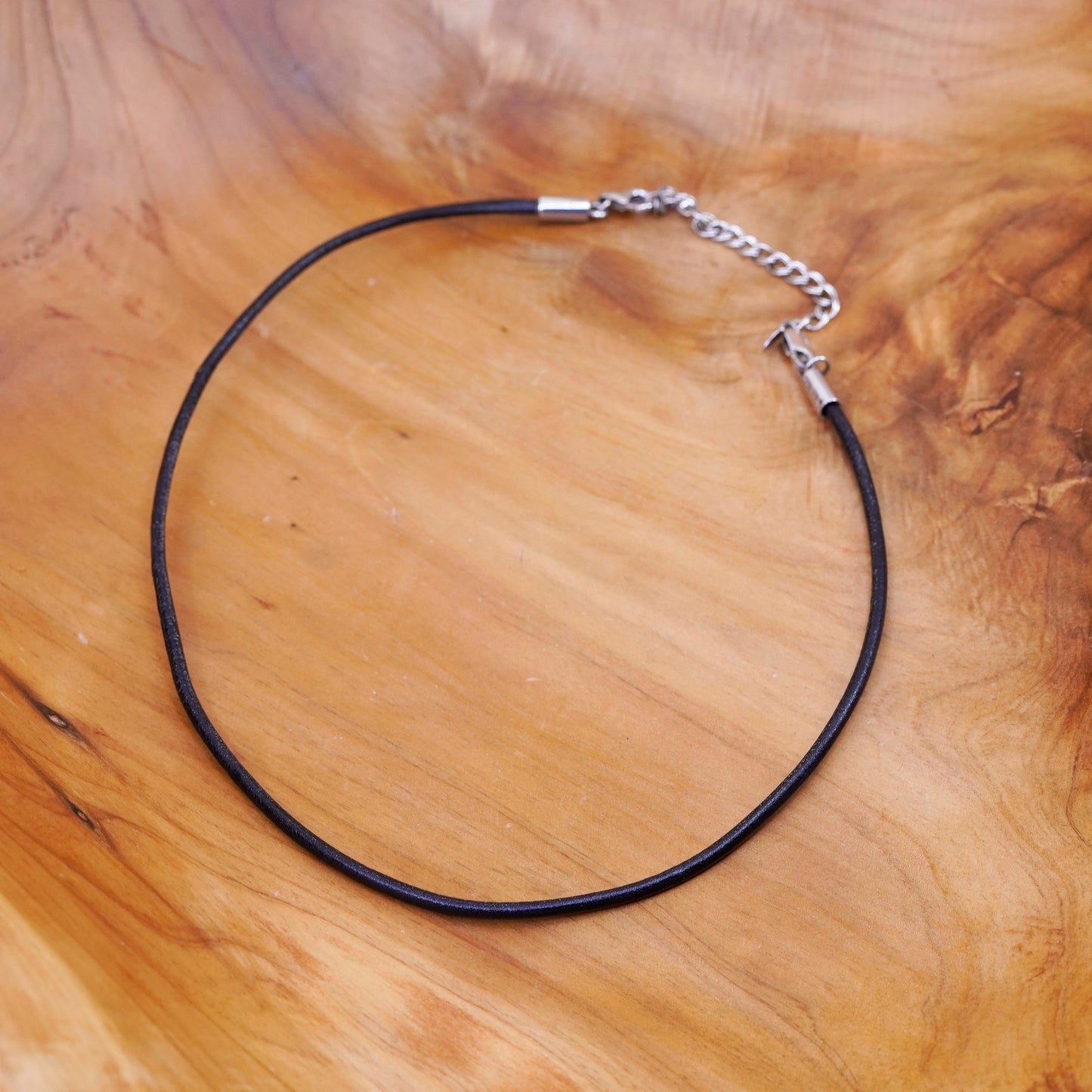16+2”, silpada handmade necklace, black leather choker with sterling 925 silver