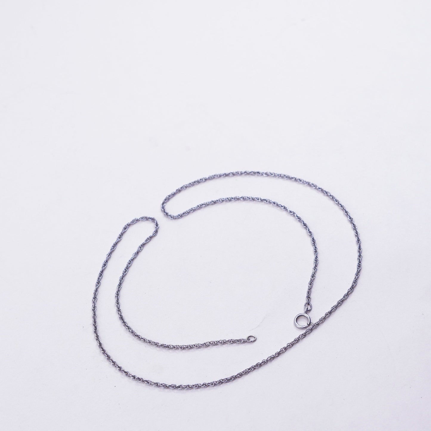 18” 1.6mm, vintage sterling silver necklace, 925 Singapore rope chain