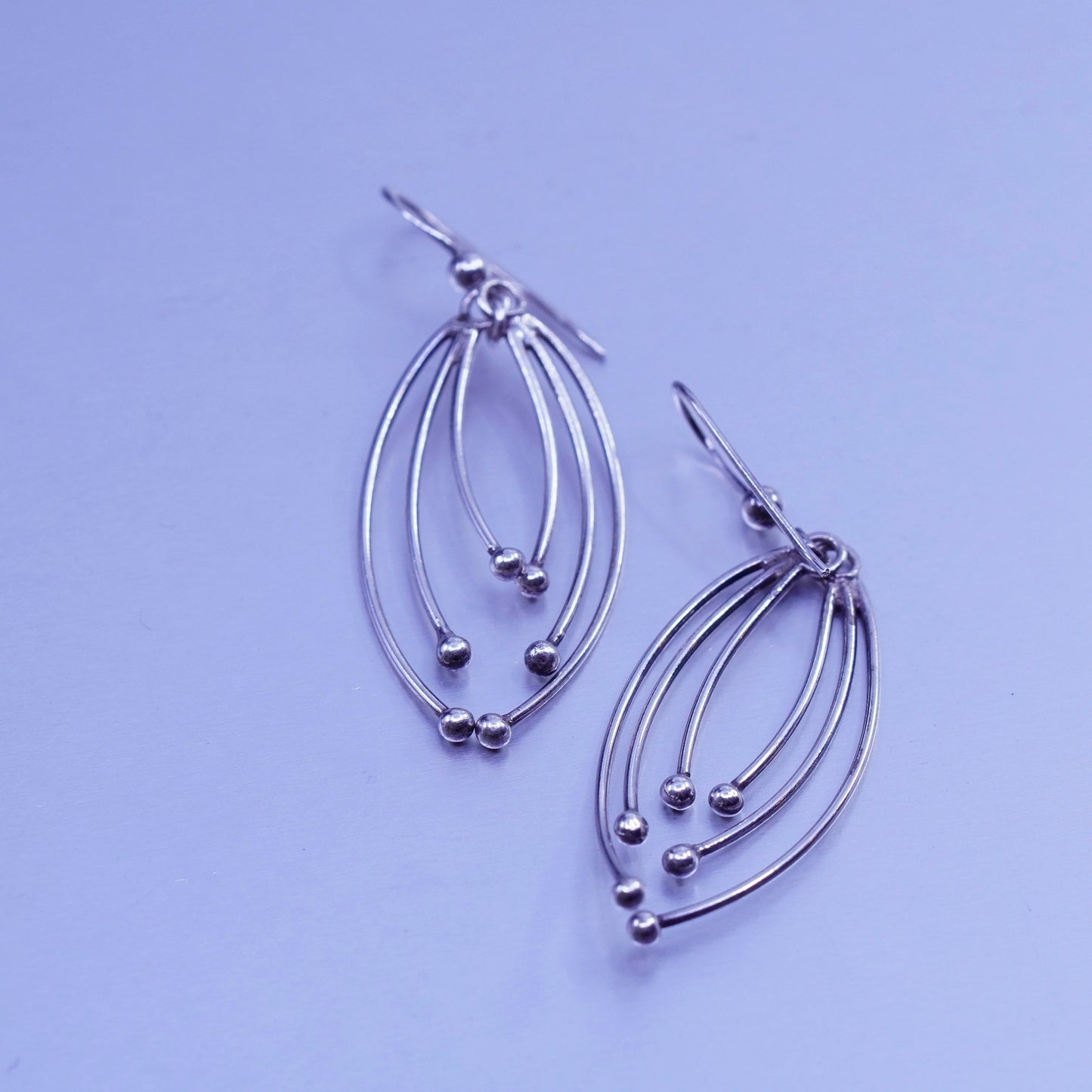 Vintage Sterling 925 silver teardrop beads earrings