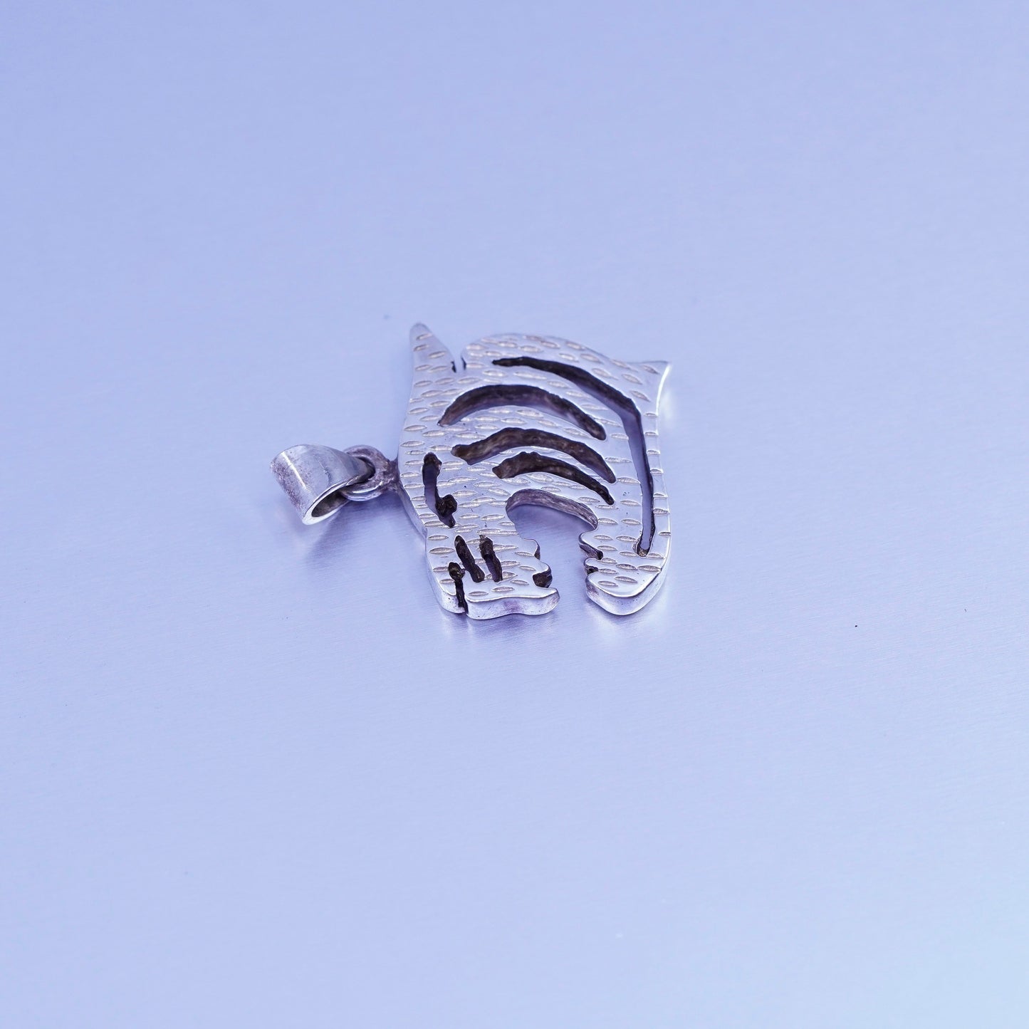 antique sterling 925 silver tiger pendant