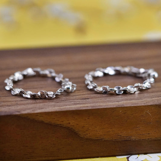 Vintage Sterling silver earrings, 925 twisted s link chain hoops