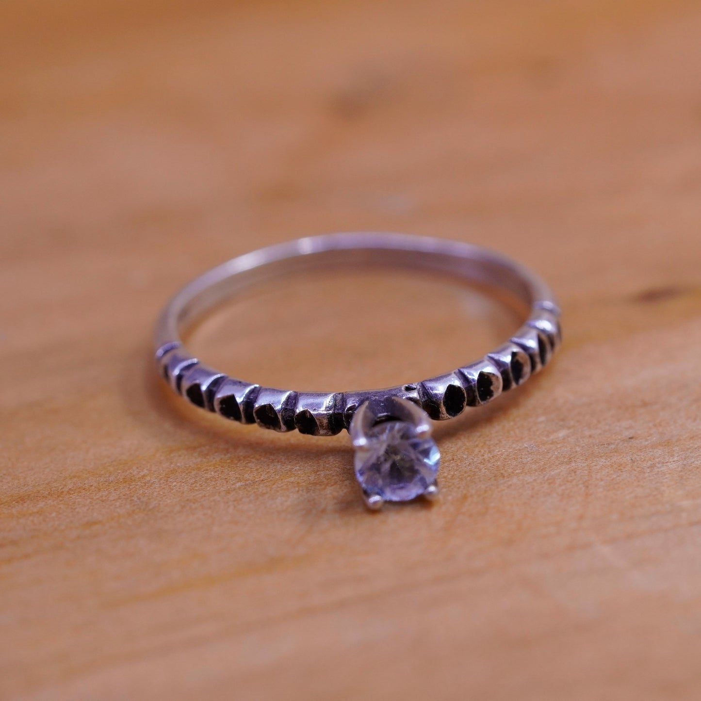 Size 9, vintage Sterling silver handmade ring, 925 engagement band with cz