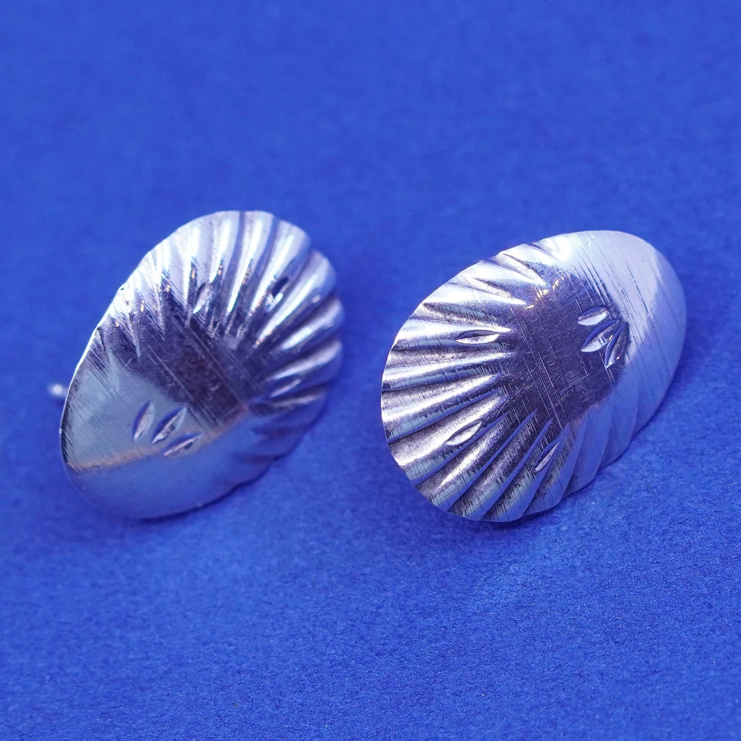 Vintage sterling silver handmade earrings, 925 shell studs