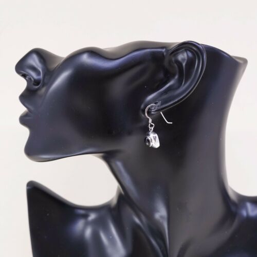 Amazing Southwestern handmade Sterling Silver earrings, 925 Obsidian Dangles