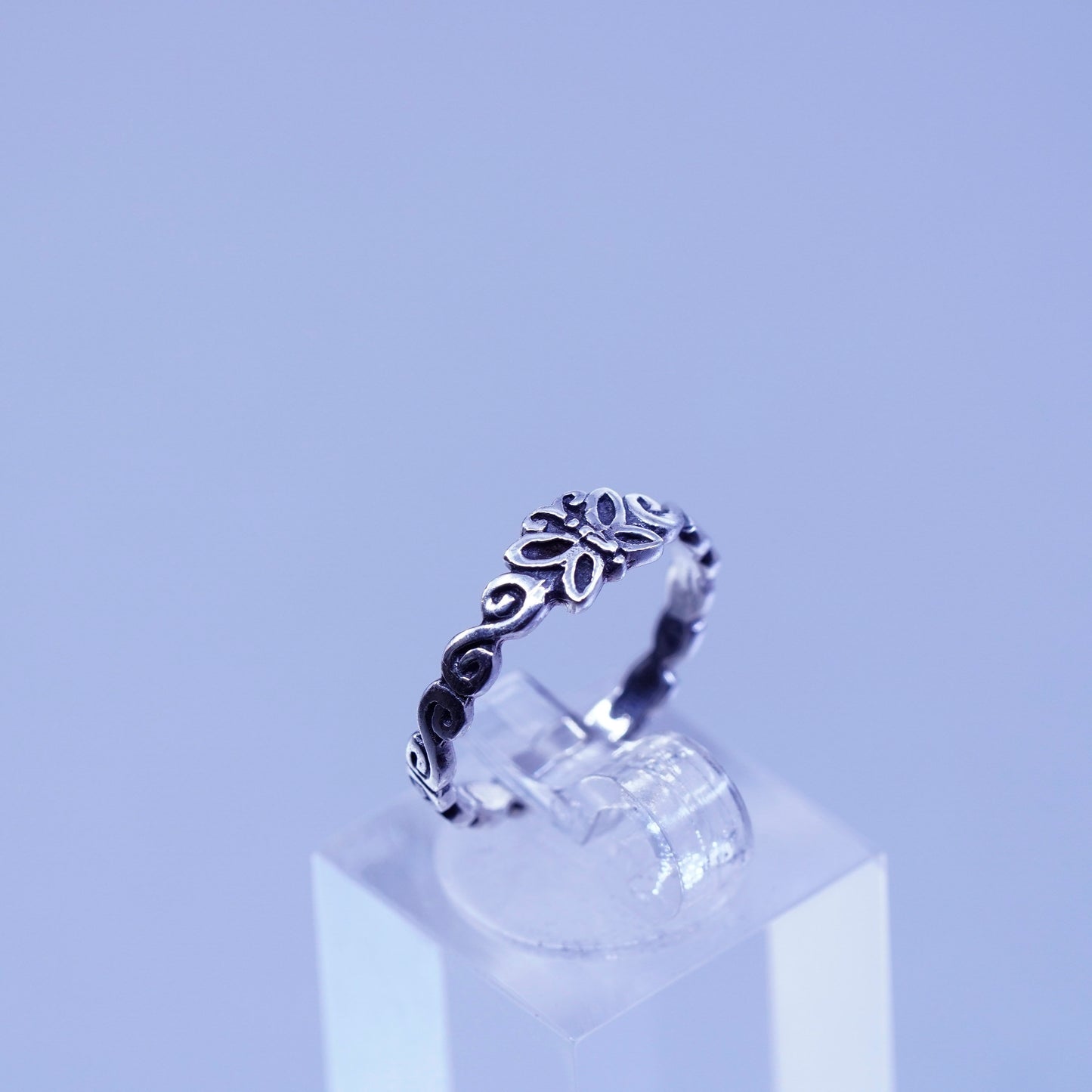 Size 5.25, vintage Sterling 925 silver handmade ring, butterfly band