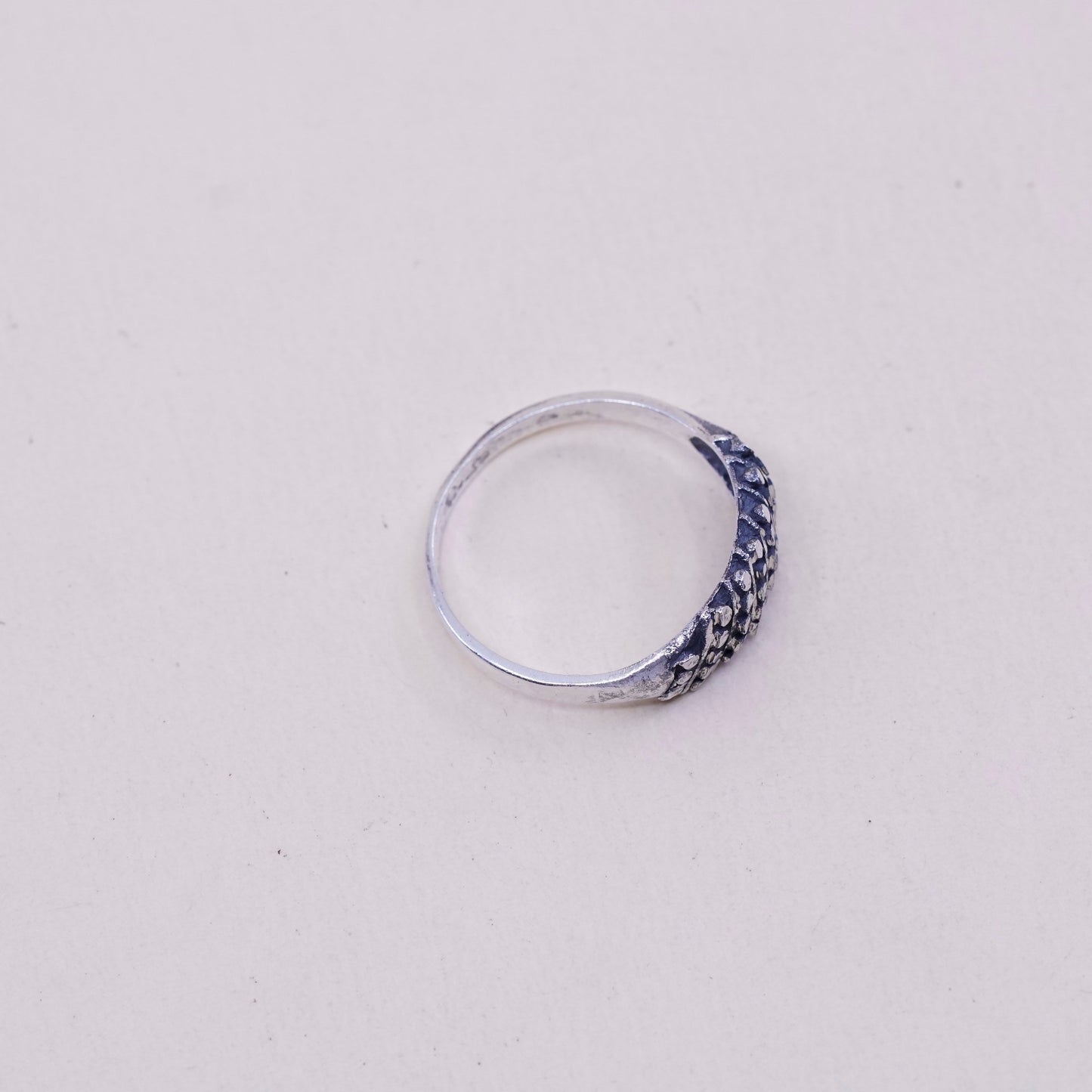 Size 7, vintage Sterling silver handmade ring, 925 beads band