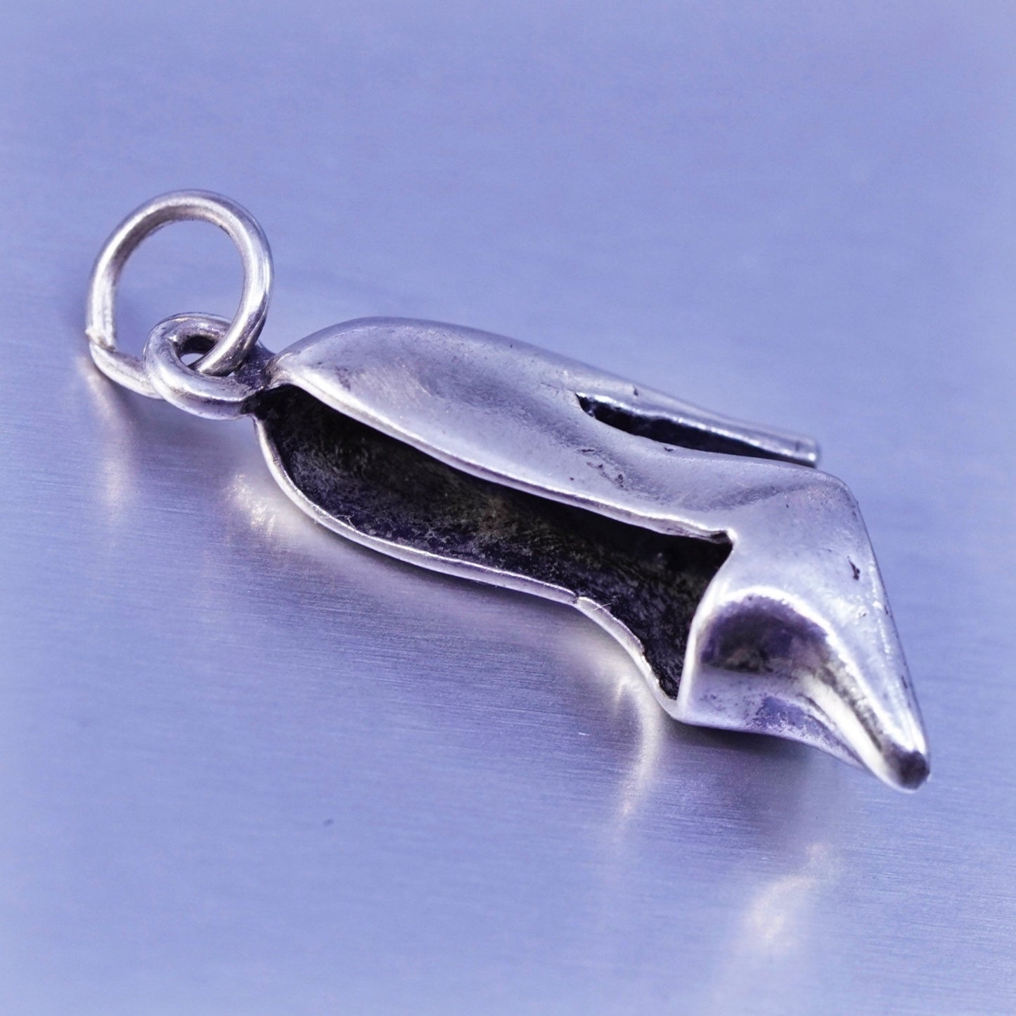 antique sterling 925 silver handmade high heel pendant charm