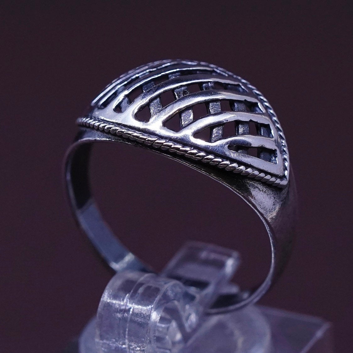 sz 8, vtg Sterling silver handmade ring, southwestern 925 wavy band