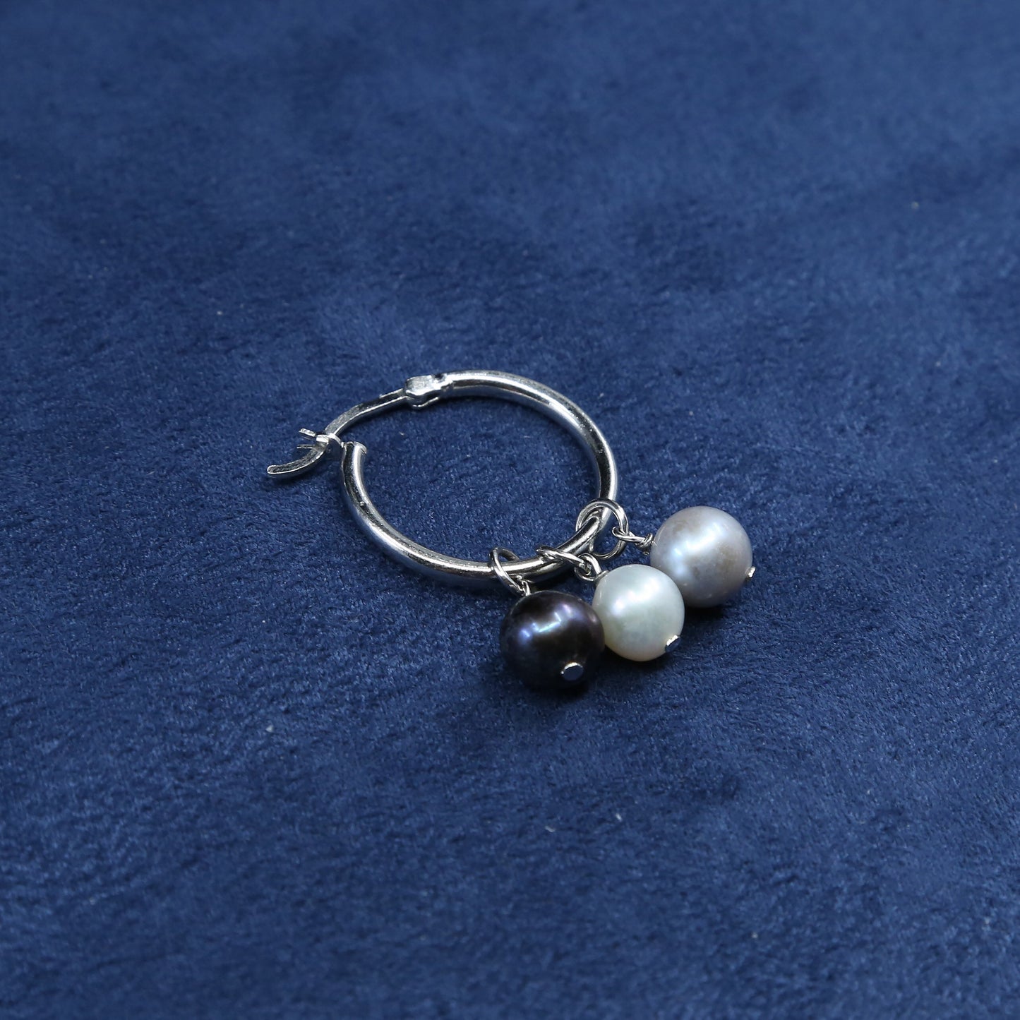 1", Sterling silver handmade earrings, 925 hoops w/ pearl dangles