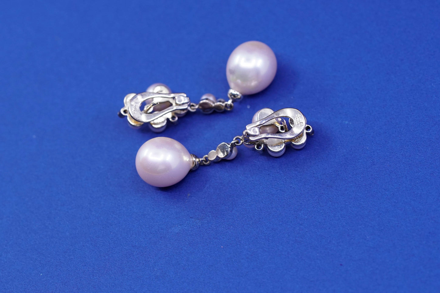 vtg antique vermeil gold over Sterling 925 silver handmade earrings with pearl