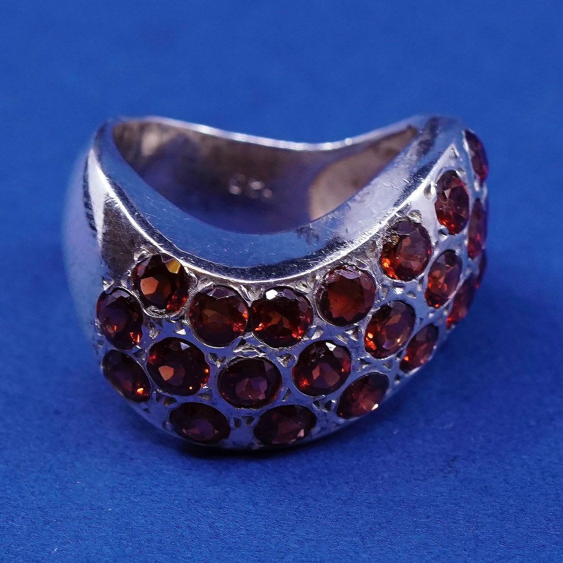 sz 7 vtg Sterling silver handmade 925 Statement cocktail ring w/ cluster cz