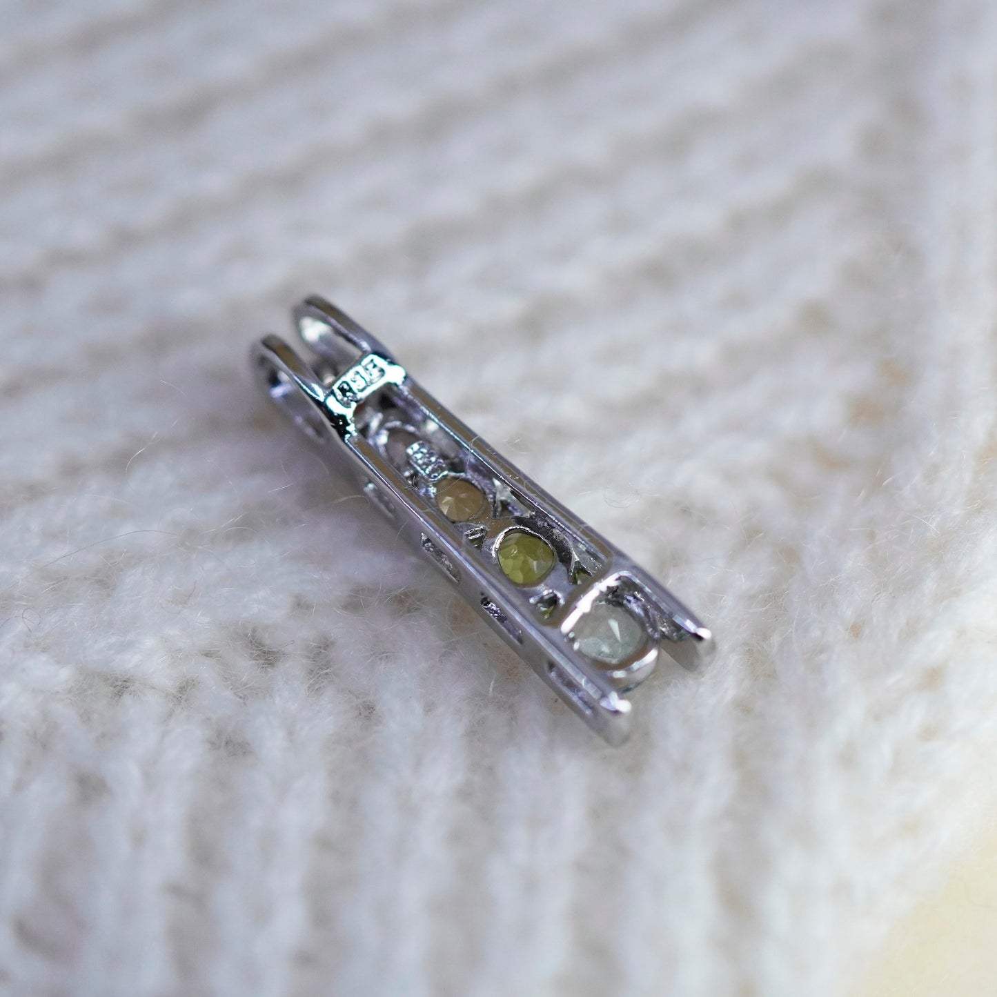 Vintage Sterling silver 925 handmade pendant with ruby citrine peridot topaz