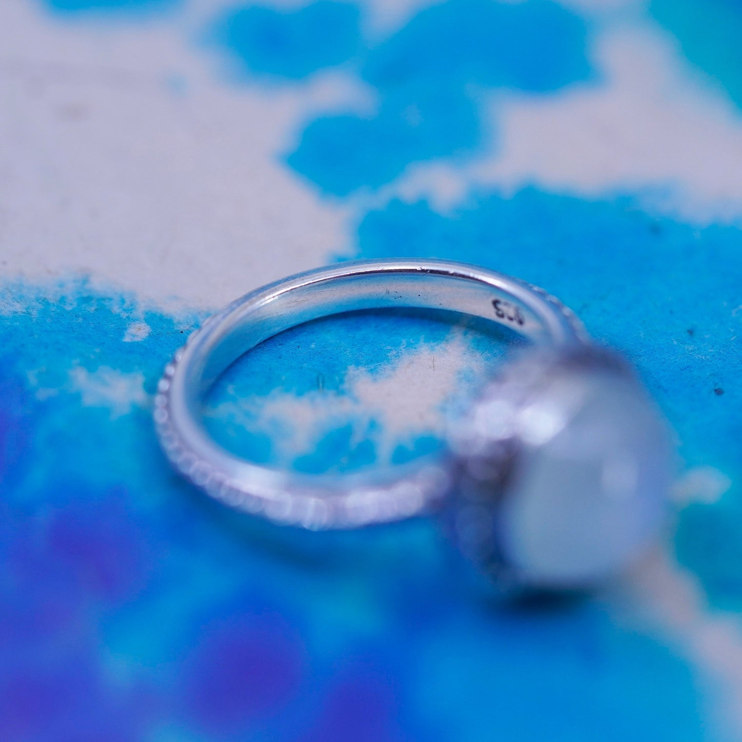 Size 7, vintage Sterling silver handmade ring, 925 band with moonstone