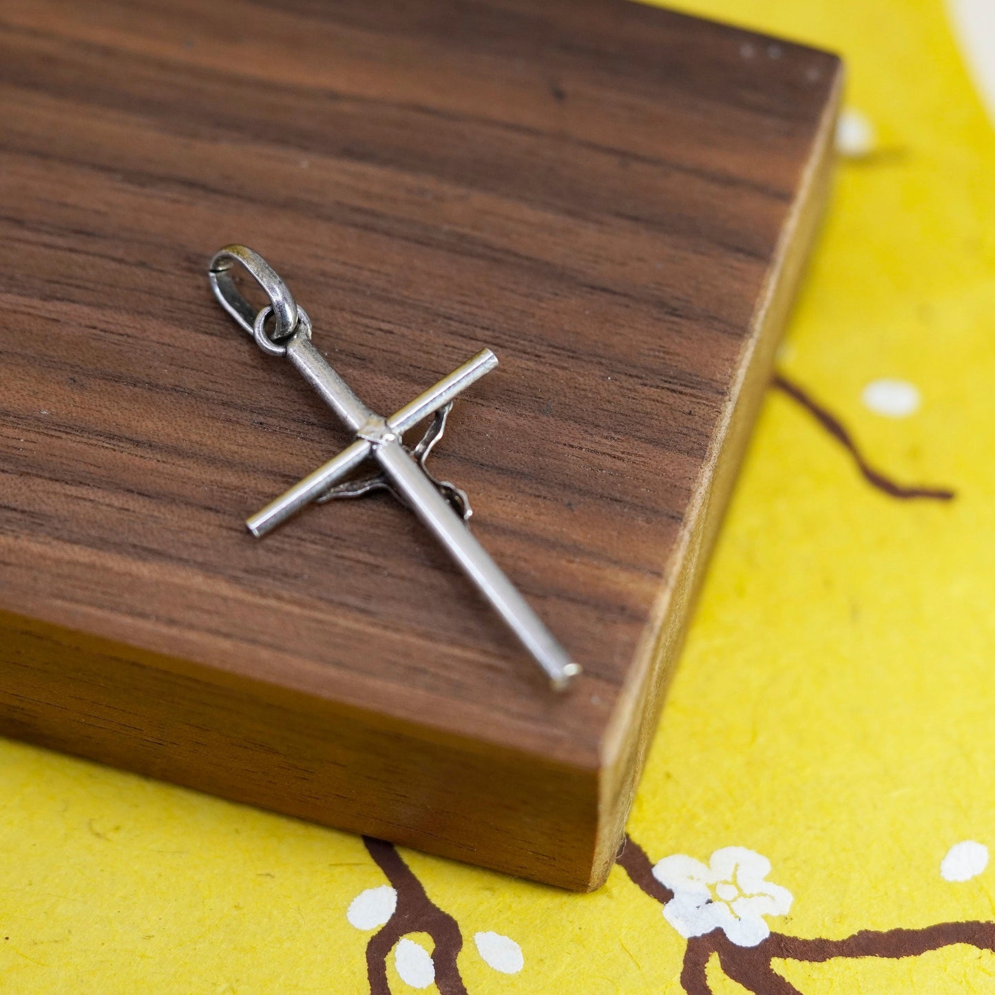 Vintage Sterling silver handmade pendant, 925 cross with Jesus