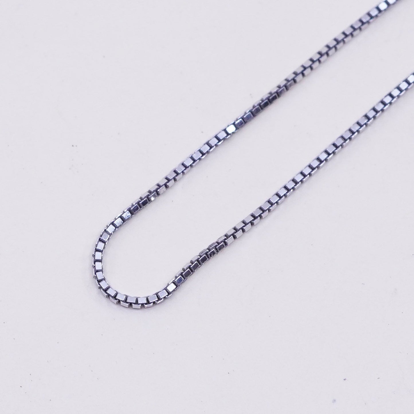 Adjustable, 19”, Vintage sterling silver Italy 925 silver box chain, necklace