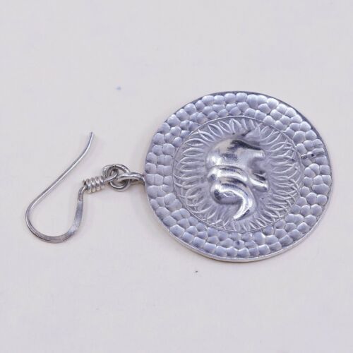 1.25", Vintage Sterling Silver Handmade Earrings, Hammered 925 Elephant Discs