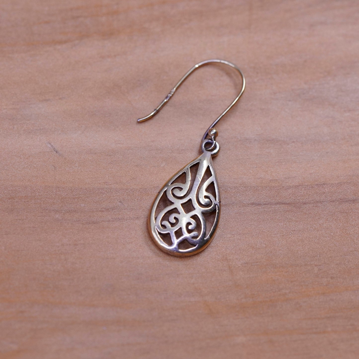vermeil gold over Sterling silver handmade earrings 925 Bali Filigree teardrops