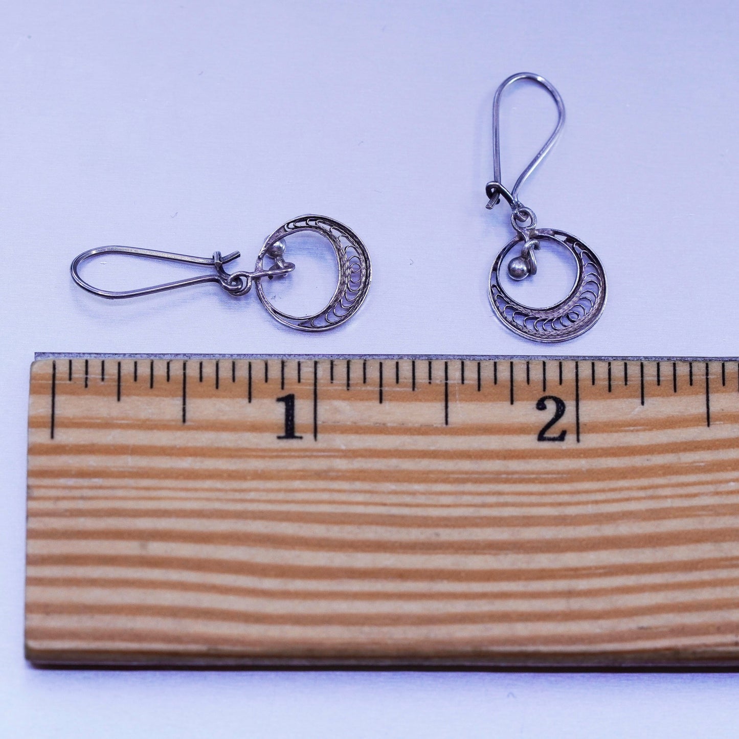 Vintage Sterling 925 silver handmade filigree earrings