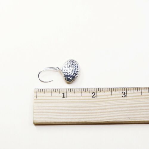Vtg Italy Sterling 925 Silver Puffy Teardrop Shaped Earrings W/ Diamond Textures