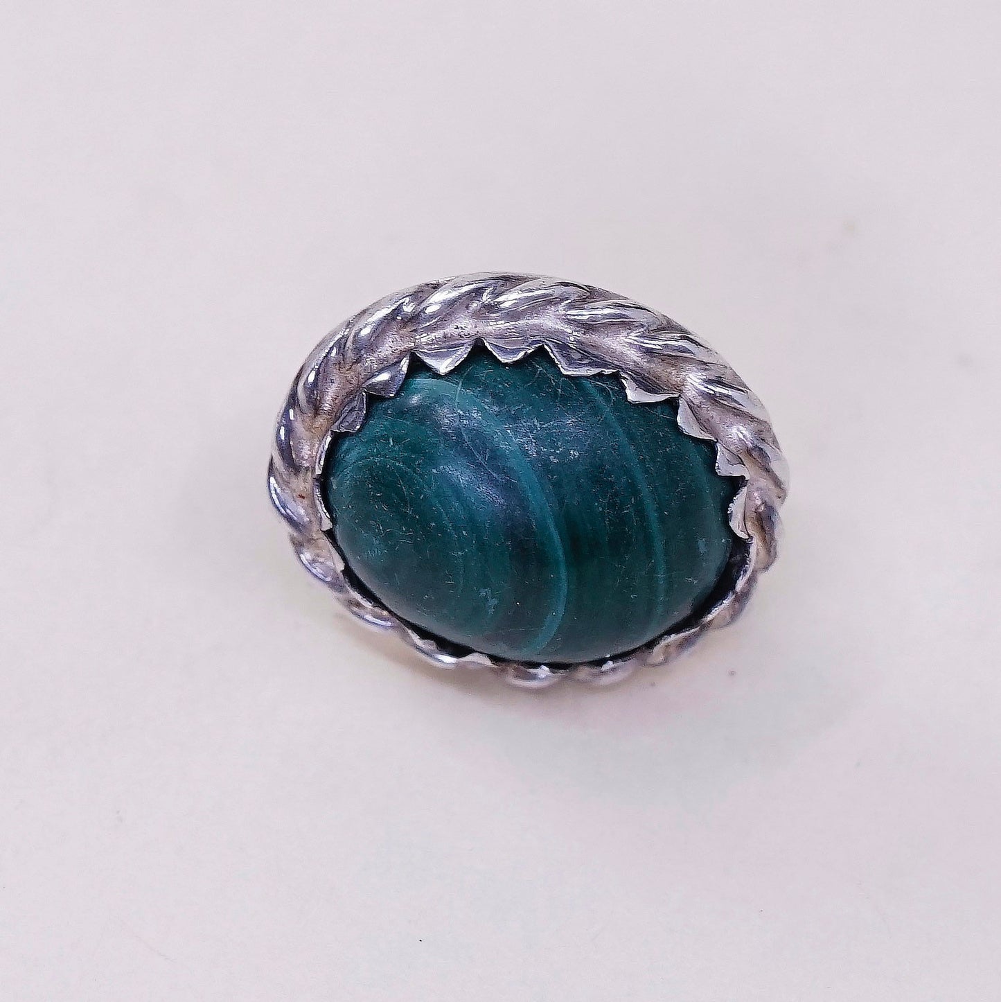 Native American Sterling silver handmade earrings, 925 studs w/ malachite