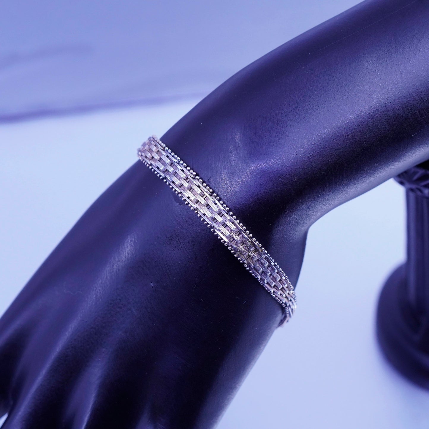 7.5”, Vintage Italy Milor Sterling 925 silver handmade bracelet, riccio chain