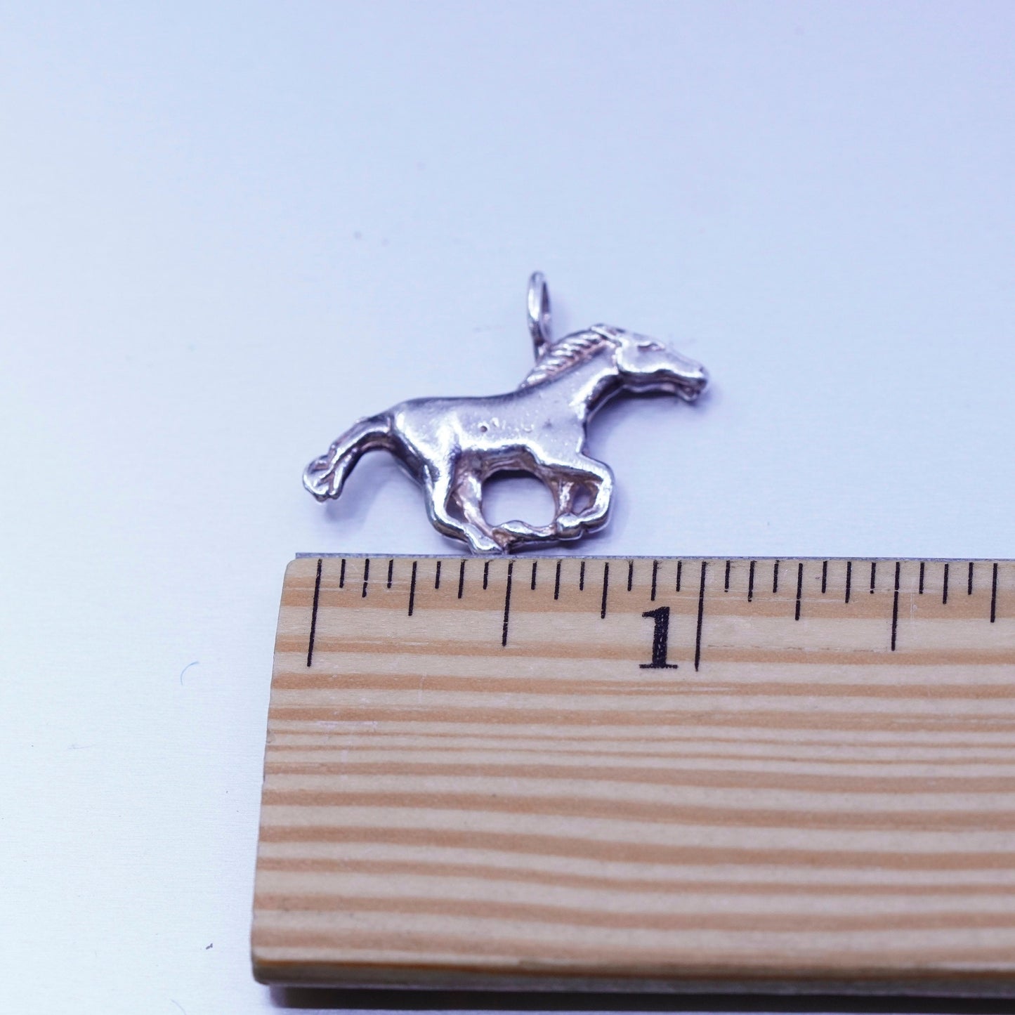 Antique Sterling silver handmade simple 925 running wild horse