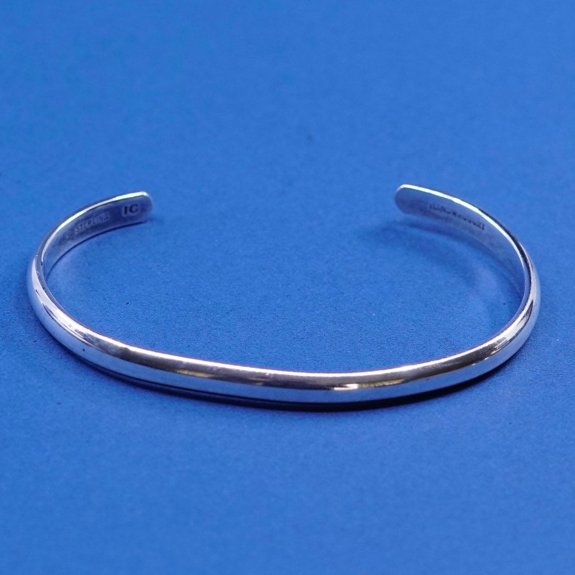 6.5", vtg sterling silver handmade bracelet, thin 925 hammered cuff