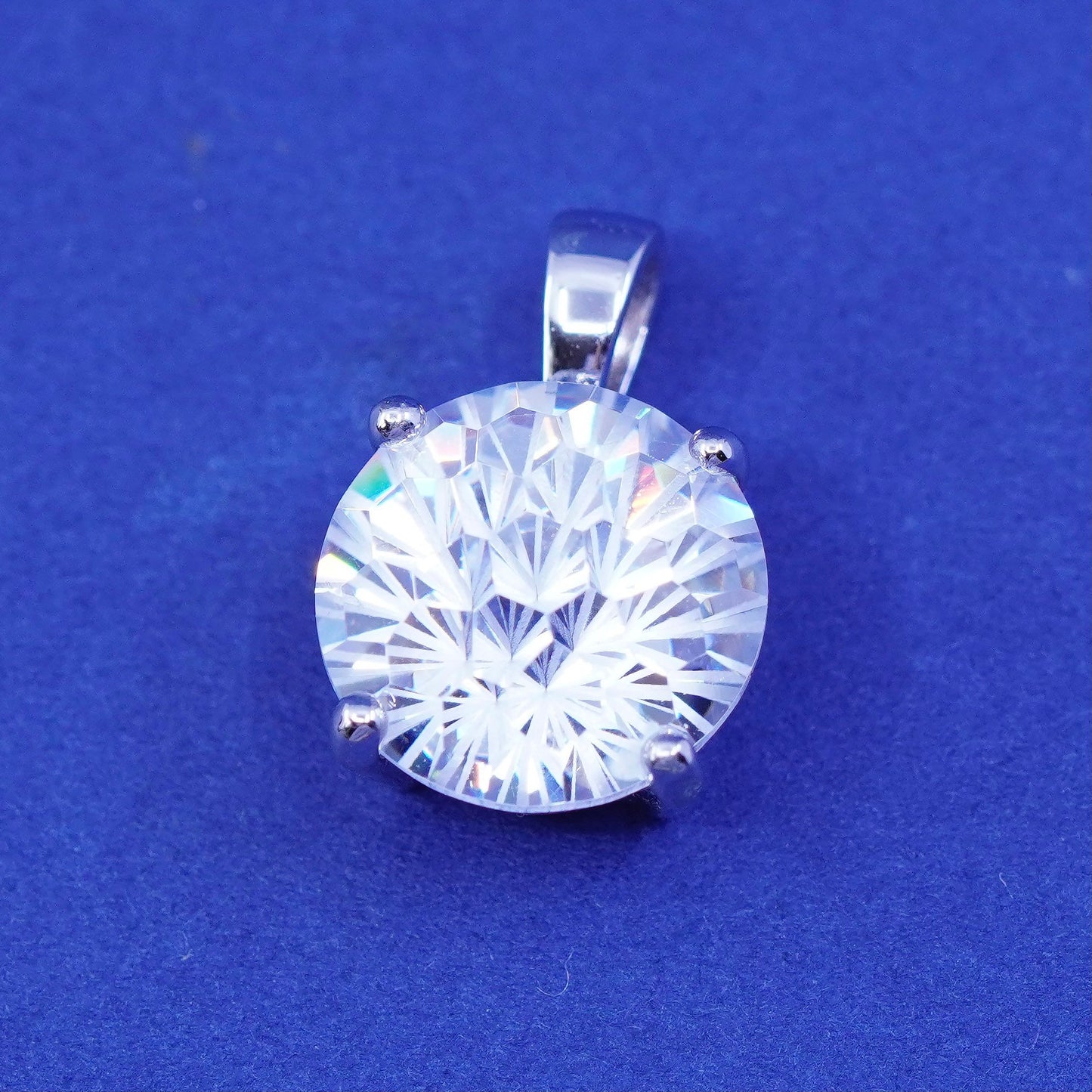 vintage Han Sterling 925 silver handmade pendant with cz