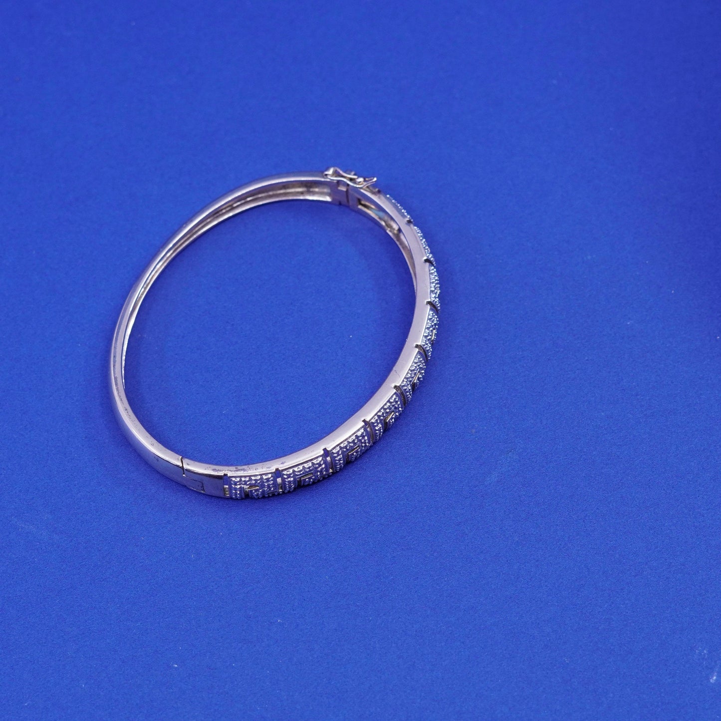7.25”, vermeil gold over sterling silver bracelet, 925 hinged bangle w/ diamond