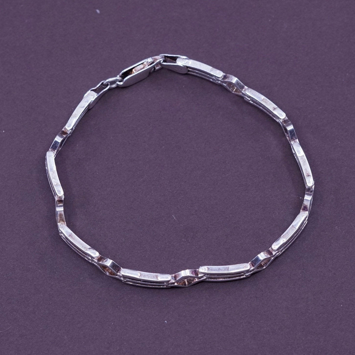7”, vintage modern Sterling silver handmade tennis bracelet, 925 link chain