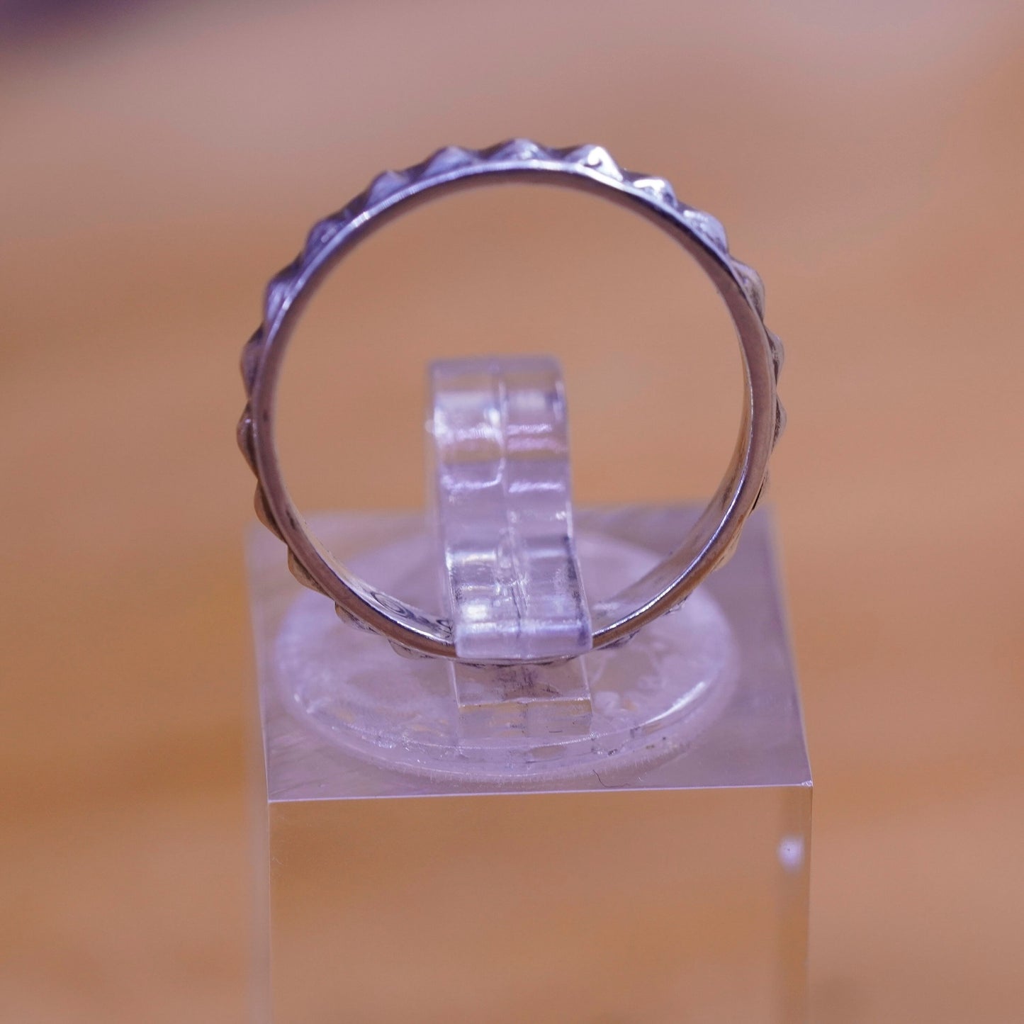 Size 6, Sterling silver stackable handmade ring, 925 stackable band with beads