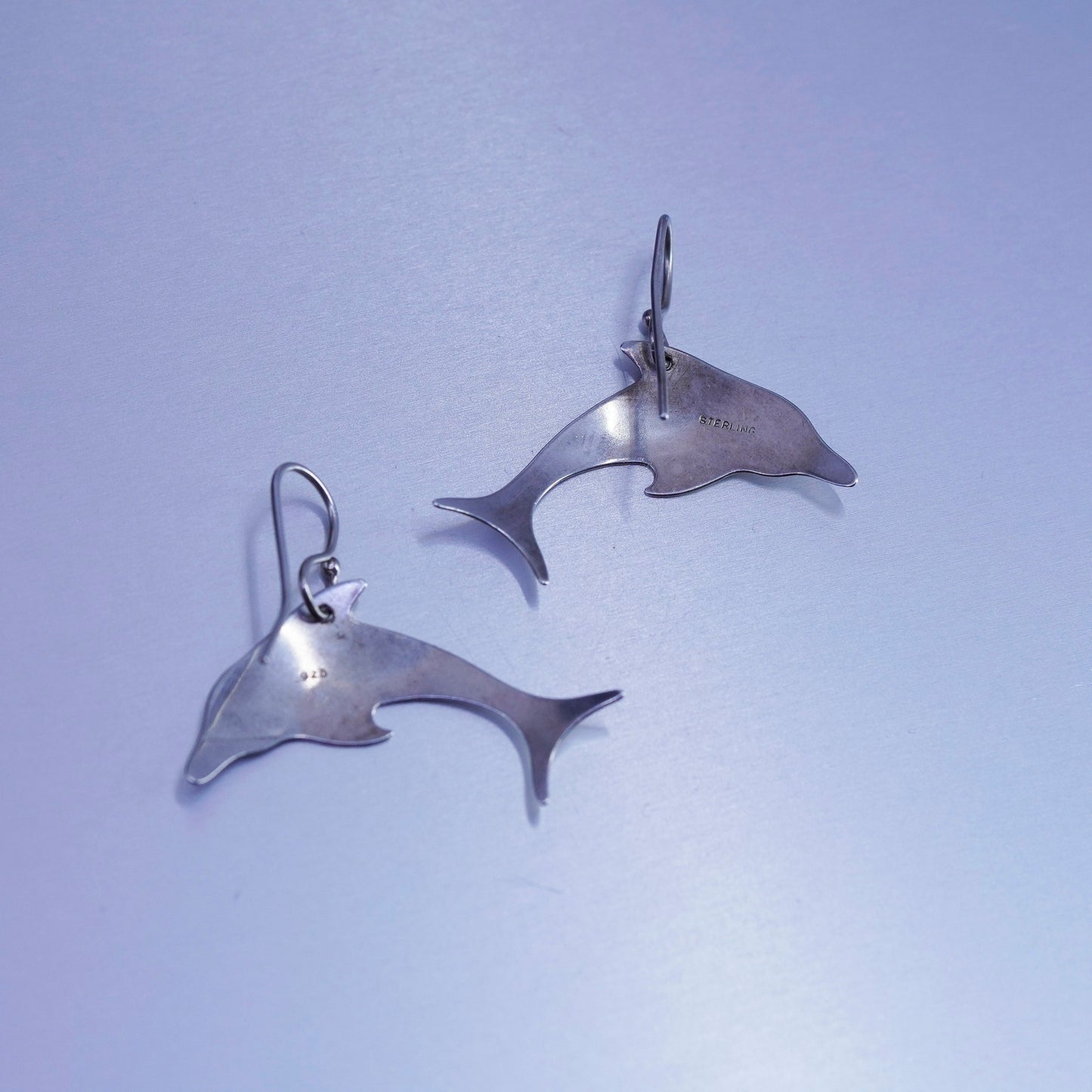Vintage Sterling 925 silver handmade dolphin earrings