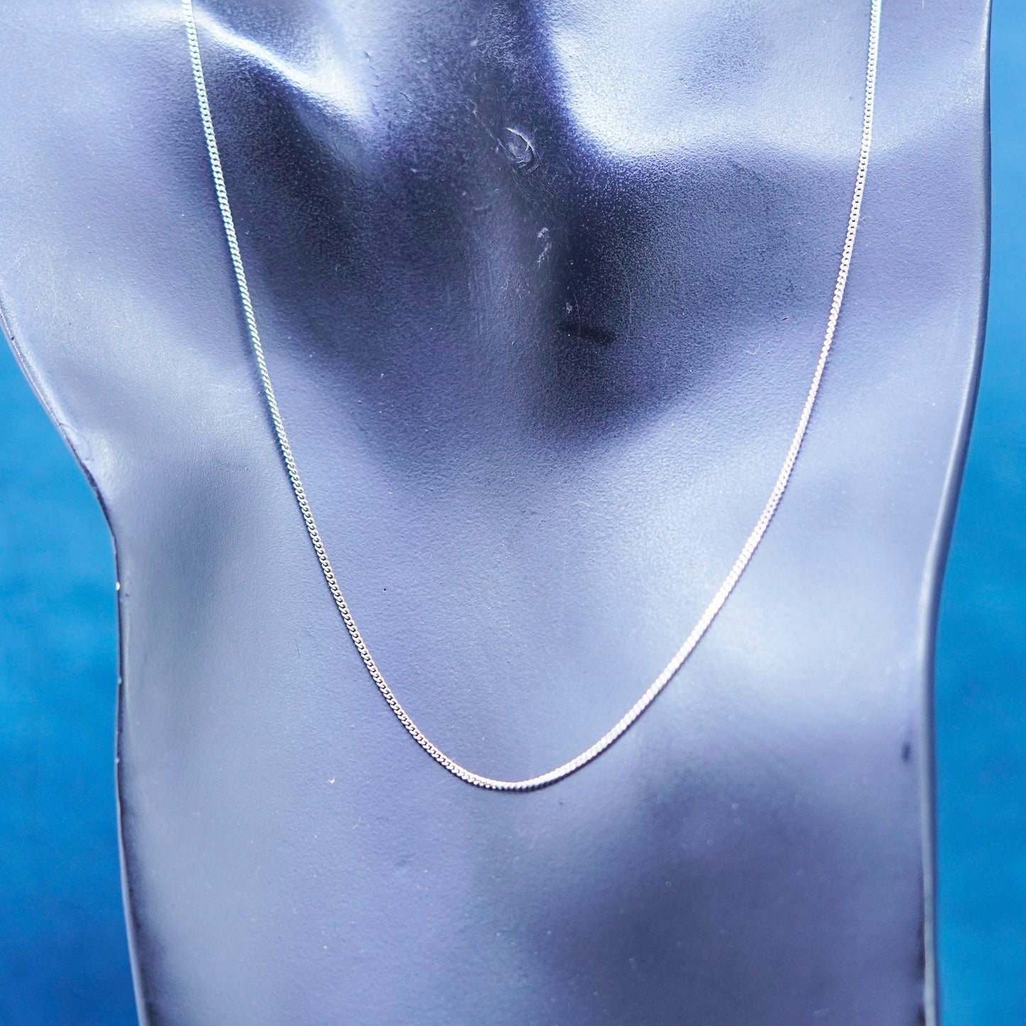 18”, 1mm, vintage Italy Sterling silver necklace, 925 curb chain