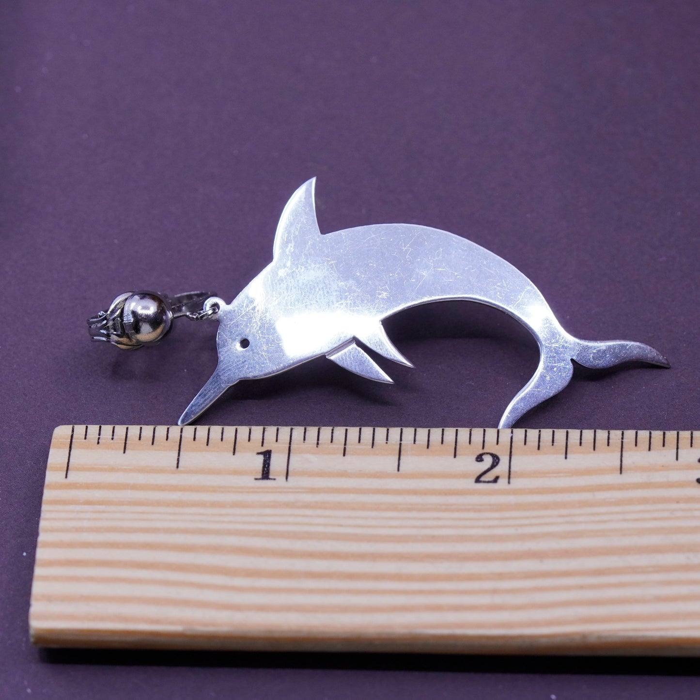 Vintage Sterling silver handmade clip on, 925 dolphin earrings