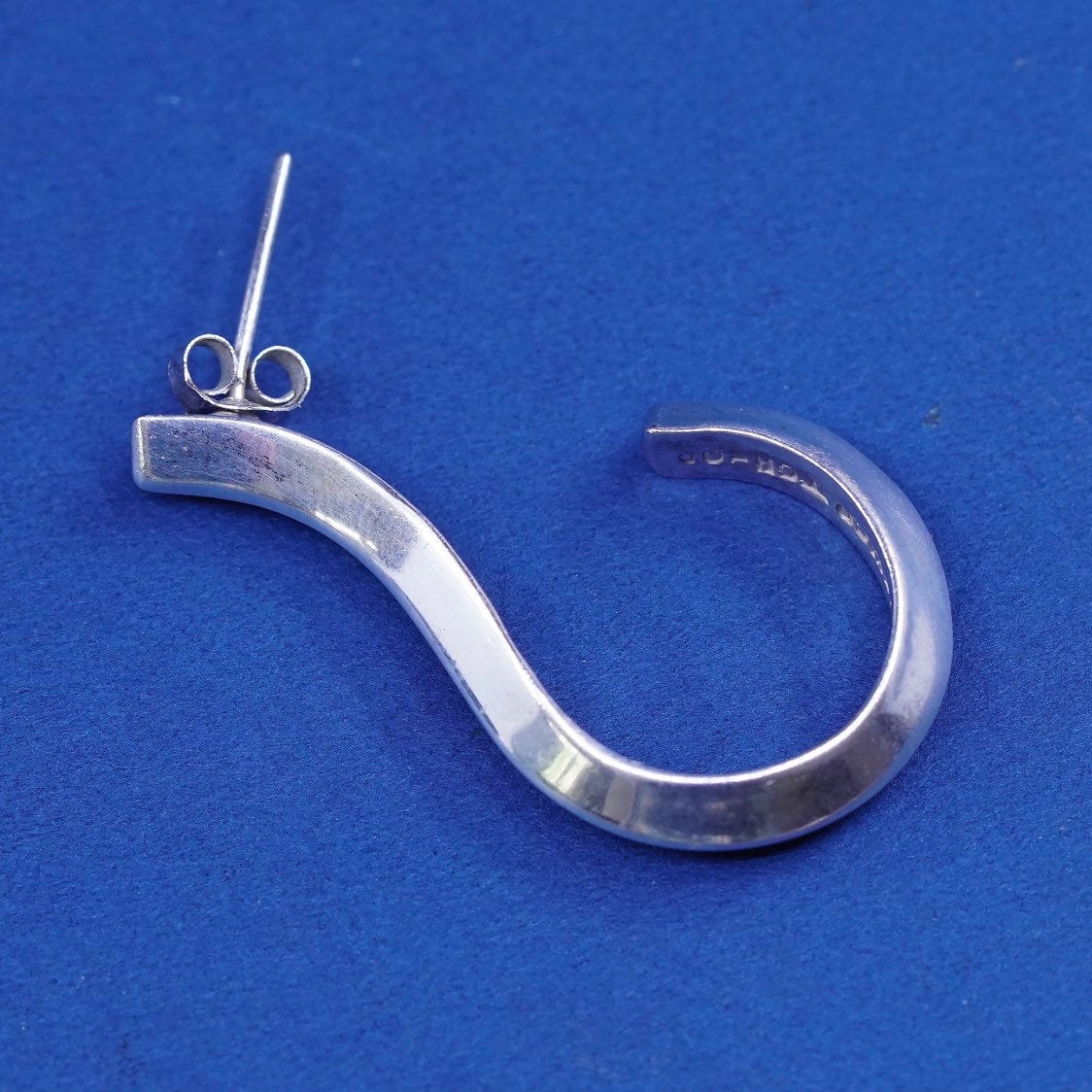vtg modern minimalist sterling silver handmade earrings, mexico 925 hook drops