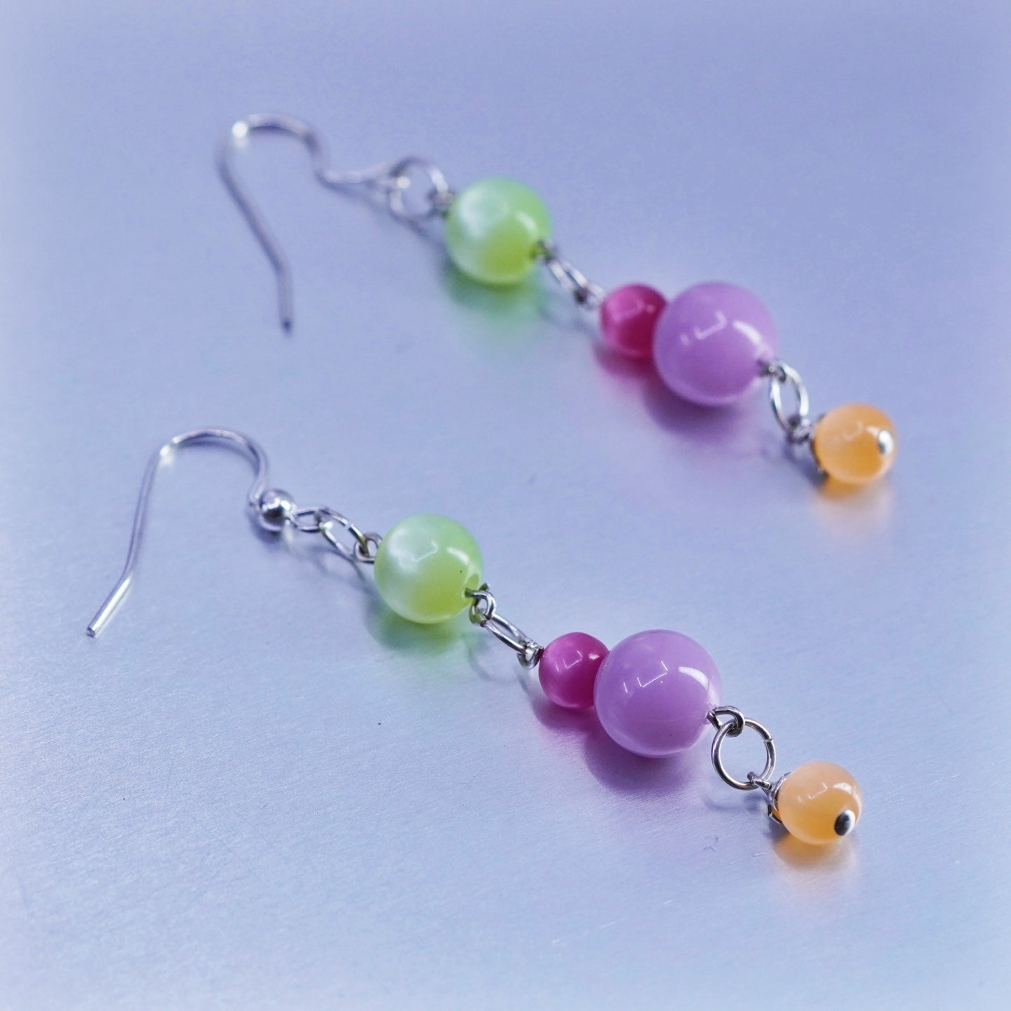 Vintage Sterling 925 silver handmade earrings with tiger eye beads
