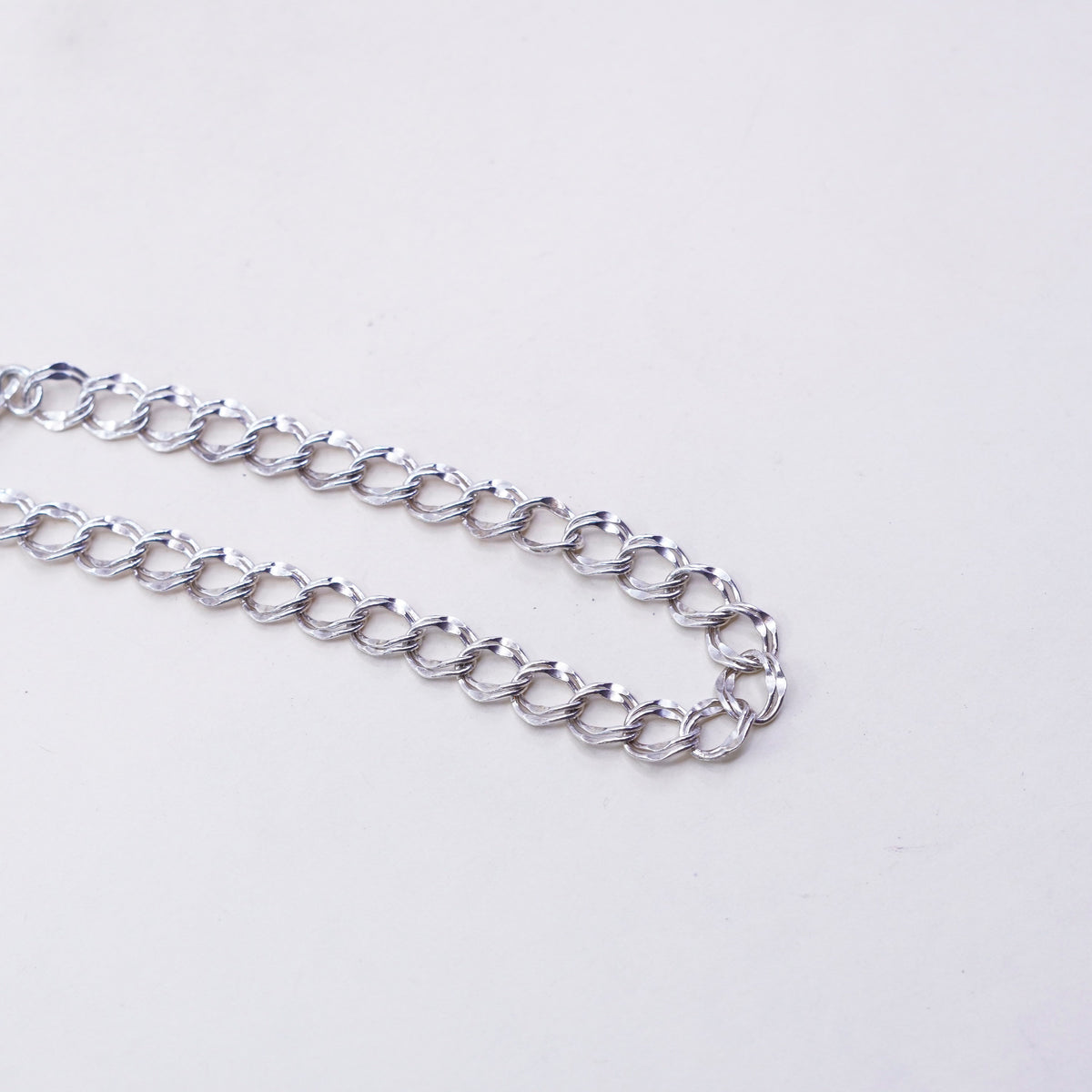 7.75”, 8mm, Vintage sterling silver double curb bracelet, 925 chain