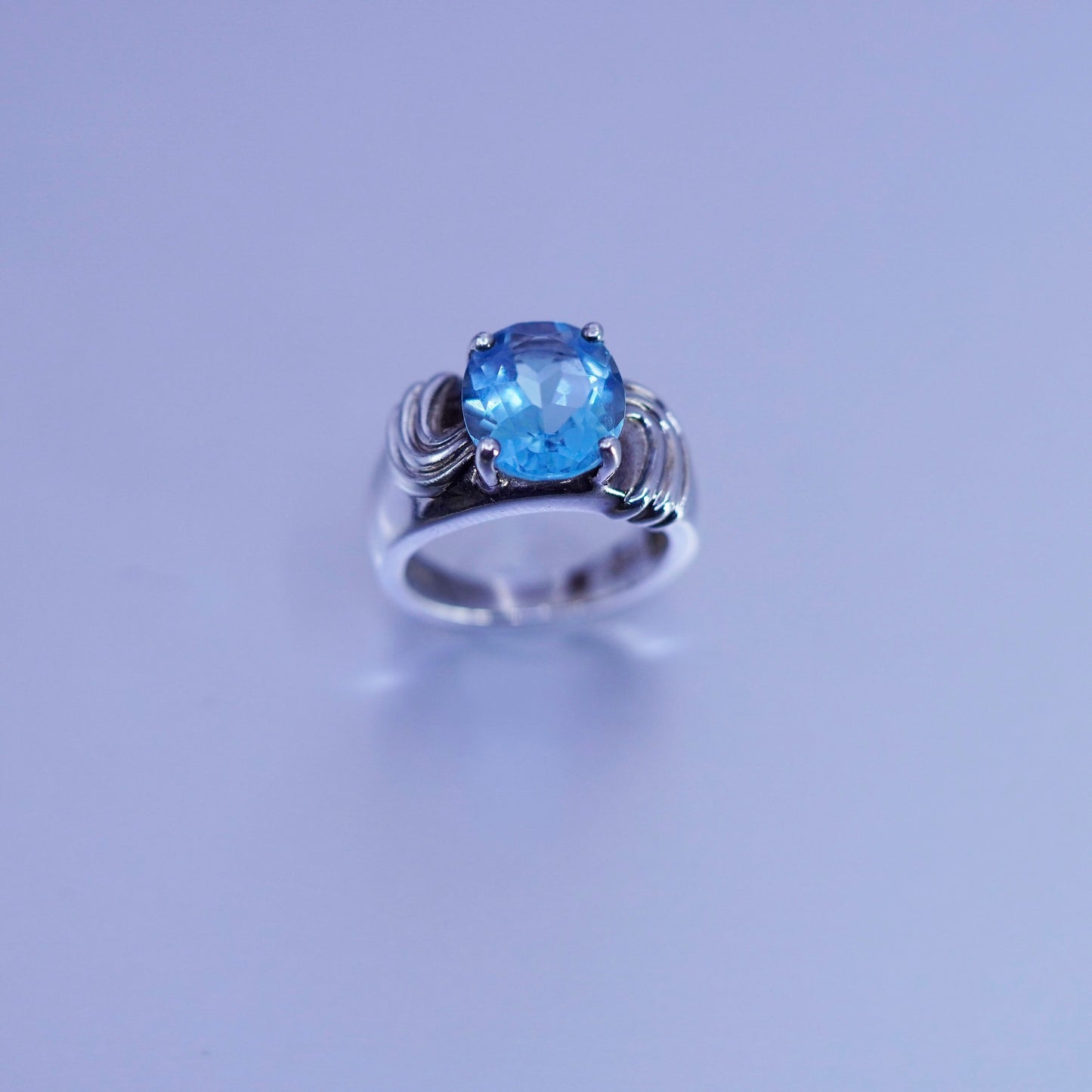 Size 6, vintage Sterling 925 silver handmade band ring with topaz